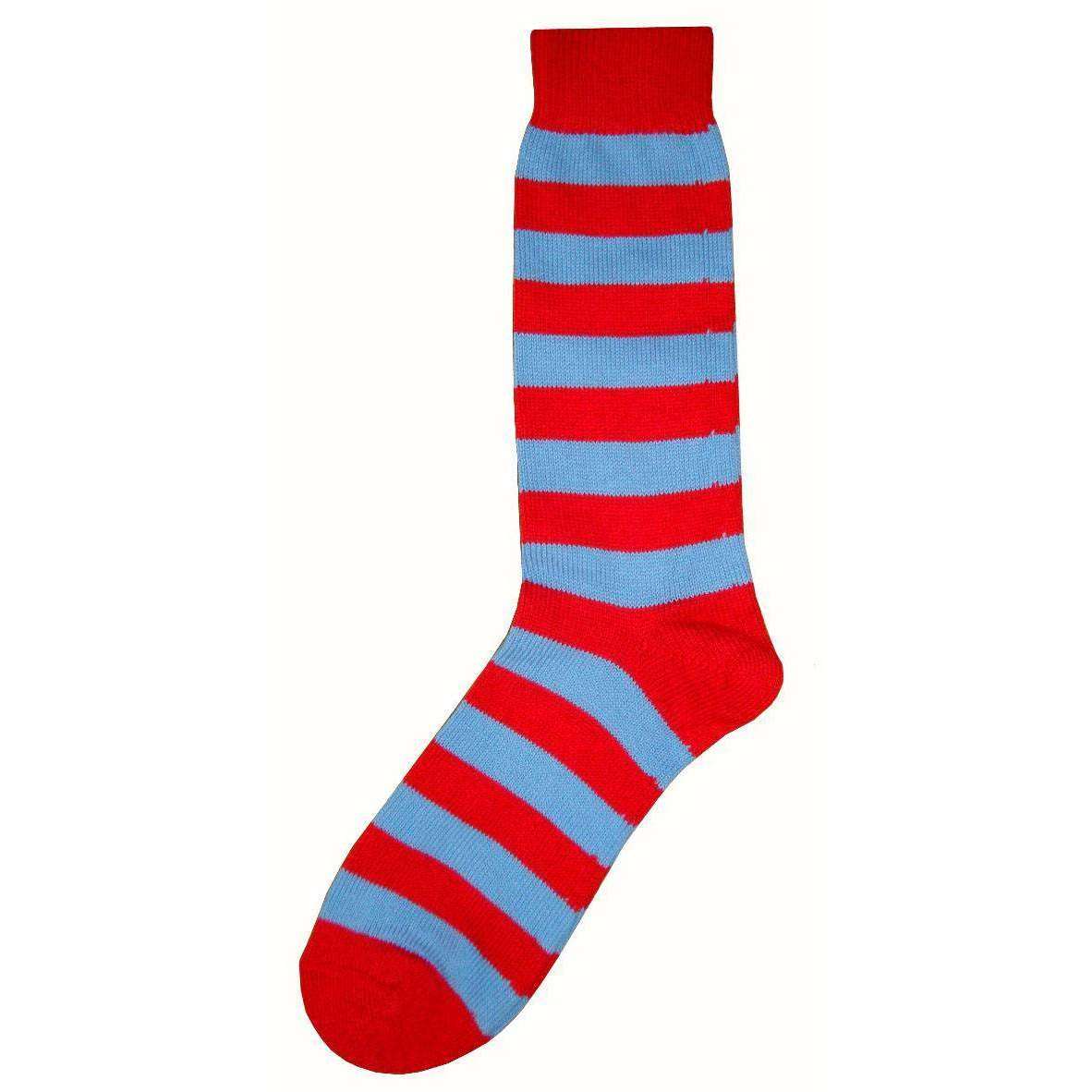 Bassin and Brown Striped Midcalf Socks - Red/Blue