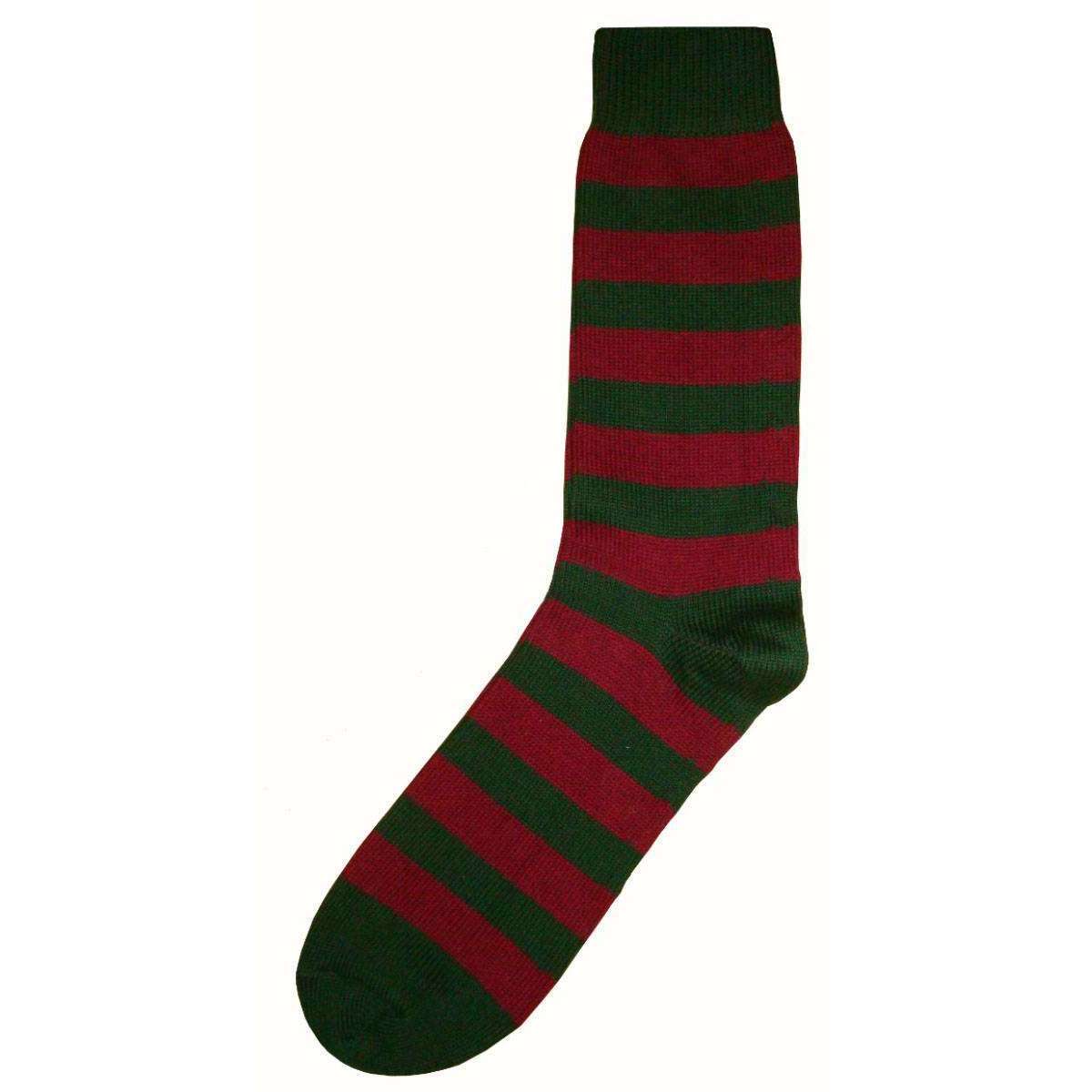 Bassin and Brown Striped Midcalf Socks - Wine/Green