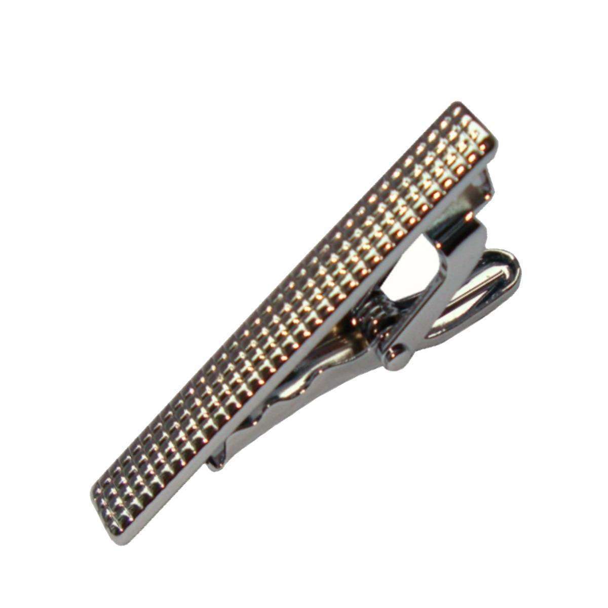 Bassin and Brown Textured Tie Bar - Silver