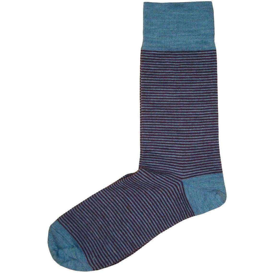 Bassin and Brown Thin Stripe Socks - Blue/Wine