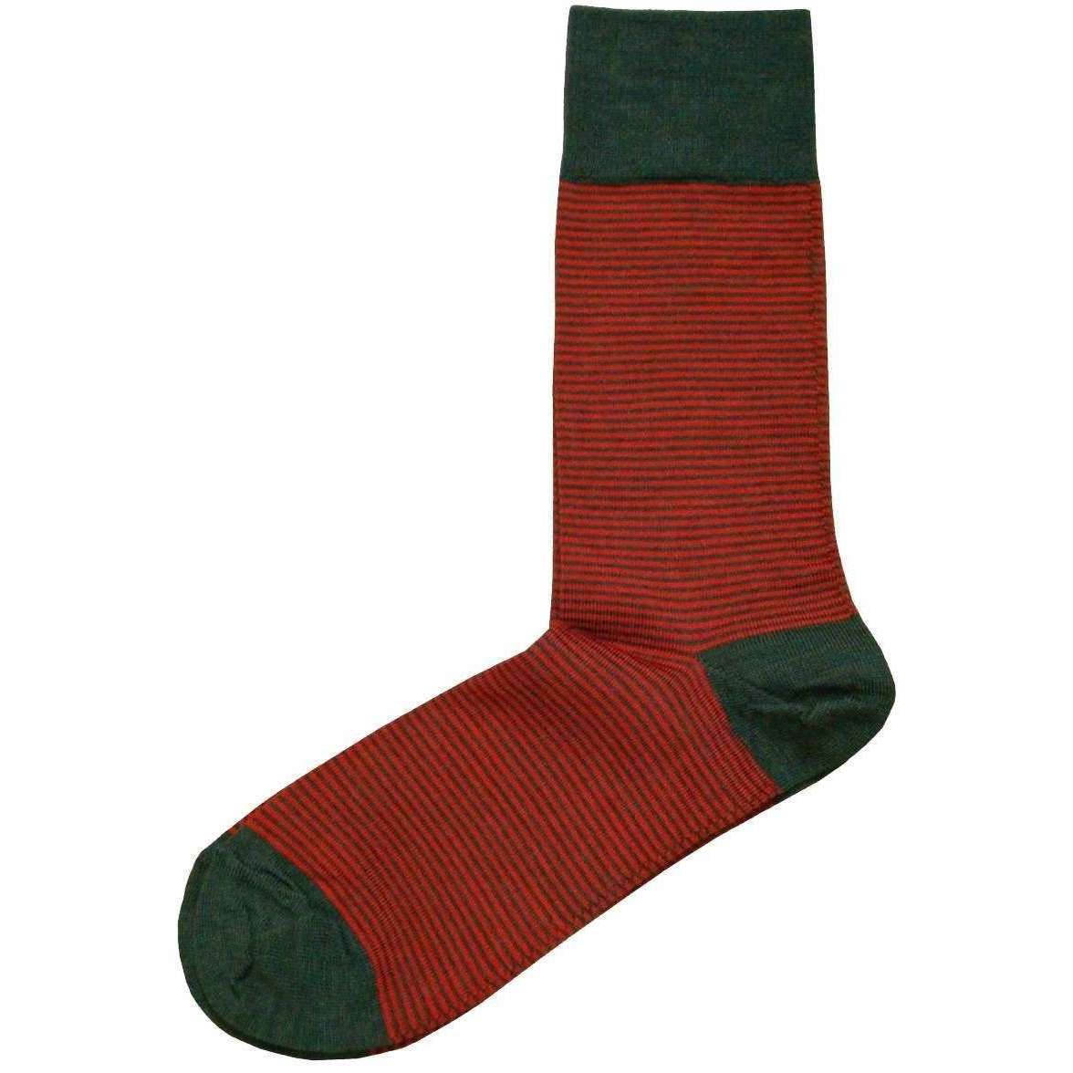 Bassin and Brown Thin Stripe Socks - Red/Green
