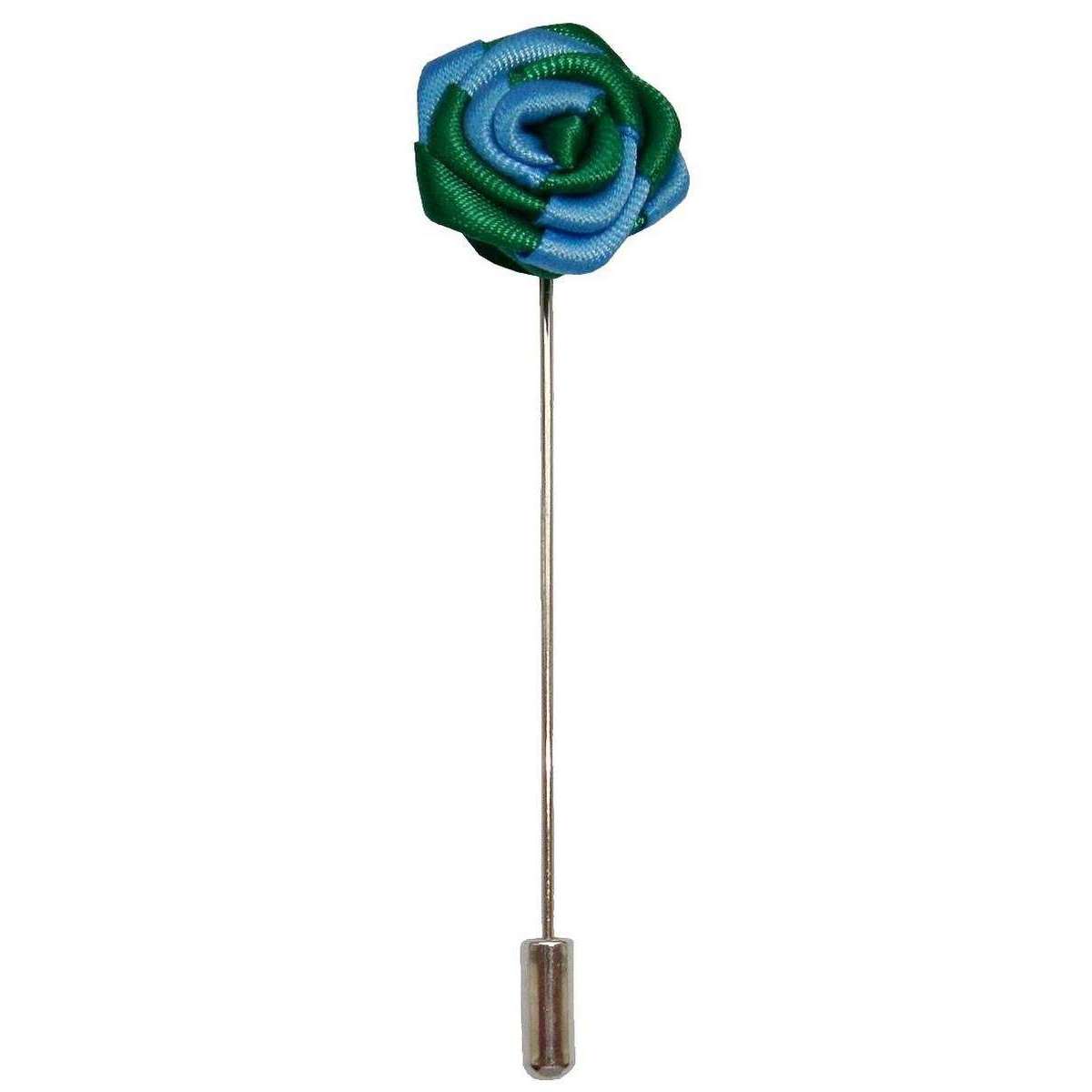 Bassin and Brown Two Colour Rose Jacket Lapel Pin - Blue/Green