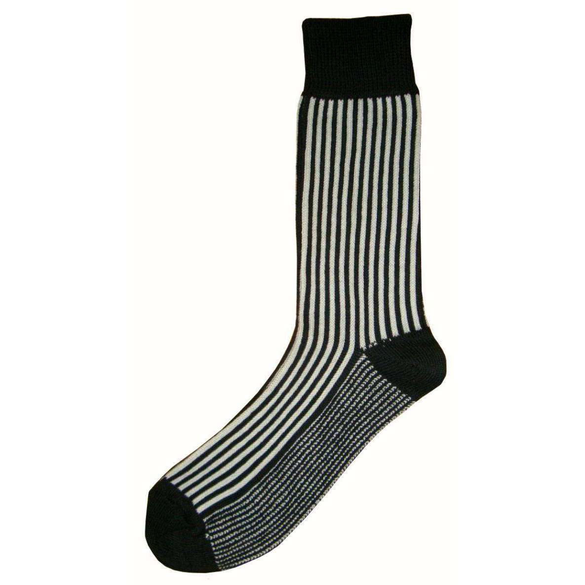 Bassin and Brown Vertical Stripe Midcalf Socks - Black/Grey