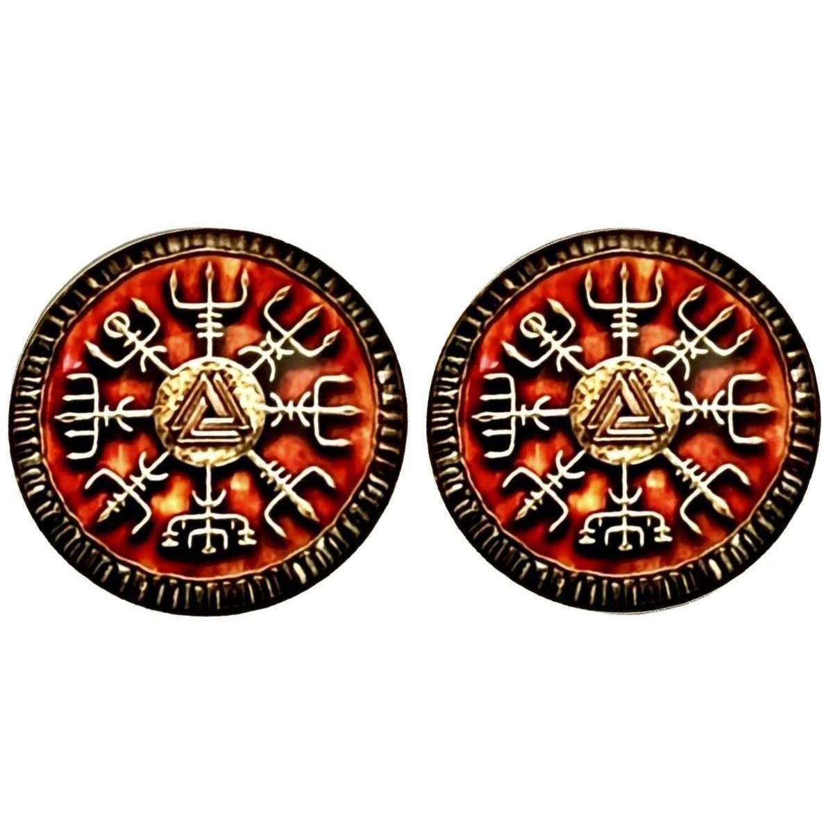 Bassin and Brown Viking Symbol Cufflinks - Burnt Orange/Antique Silver