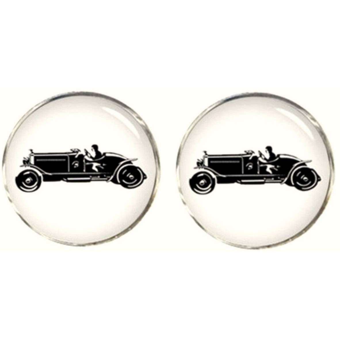 Bassin and Brown Vintage Motor Cycle Cufflinks - White/Black