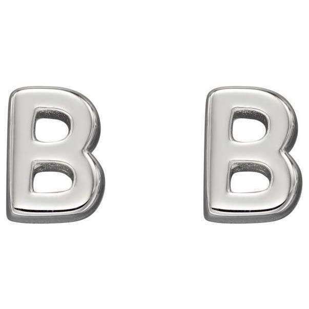 Beginnings B Initial Stud Earrings - Silver