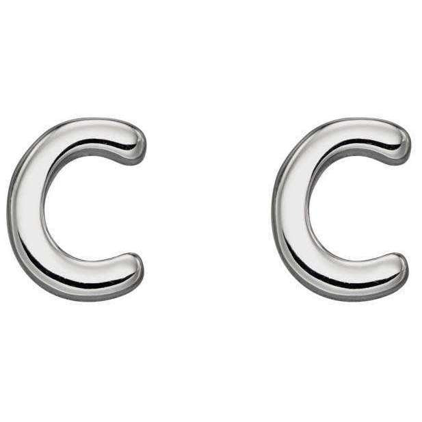 Beginnings C Initial Stud Earrings - Silver