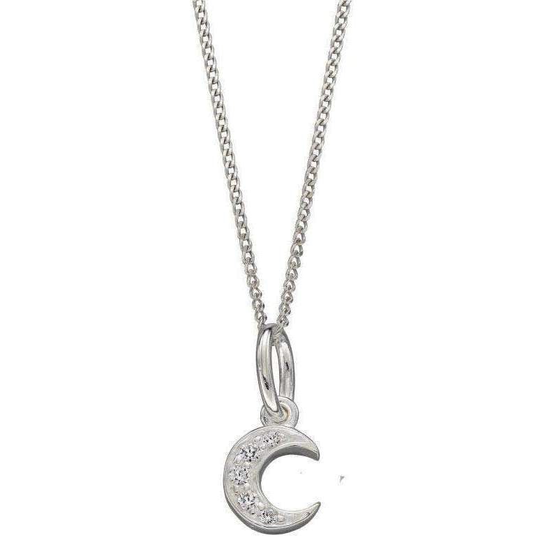 Beginnings Crescent Moon Cubic Zirconia Pendant - Silver