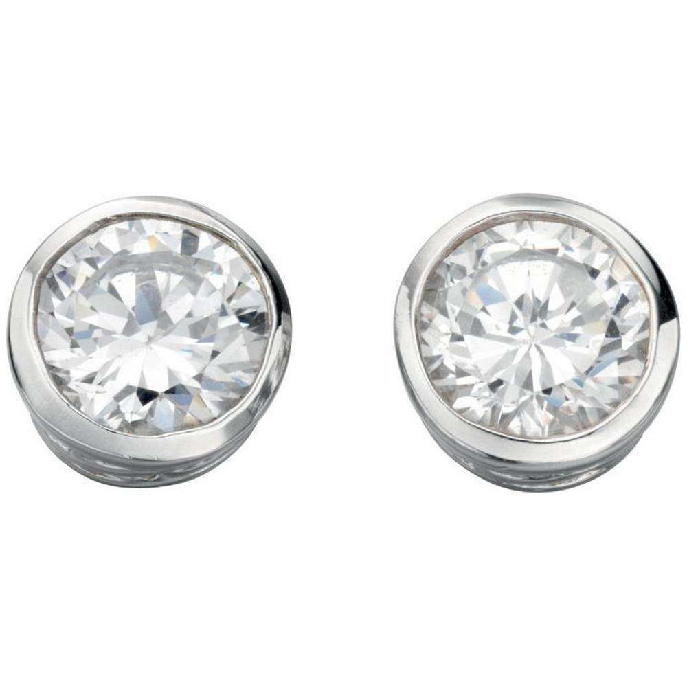 Beginnings Cubic Zirconia Plain Round Stud Earrings - Silver/Clear