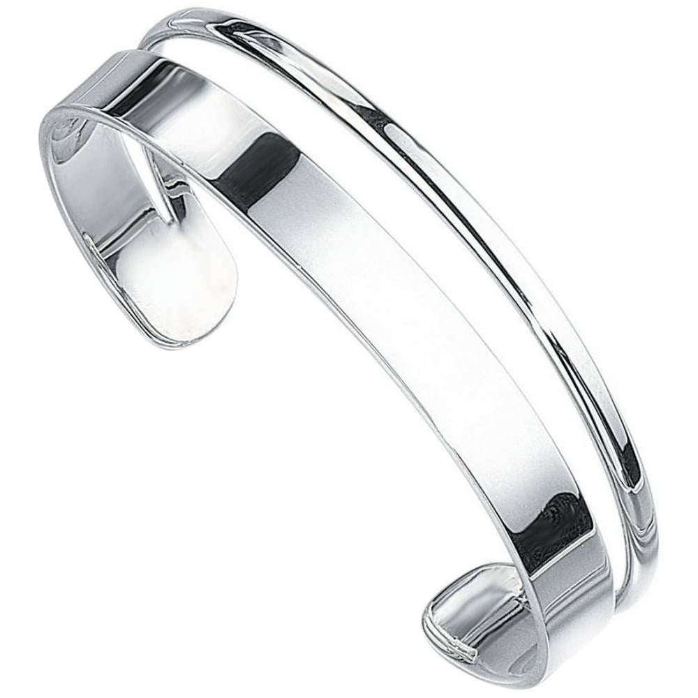 Beginnings D Shape and Flat Torque Bangle - Silver