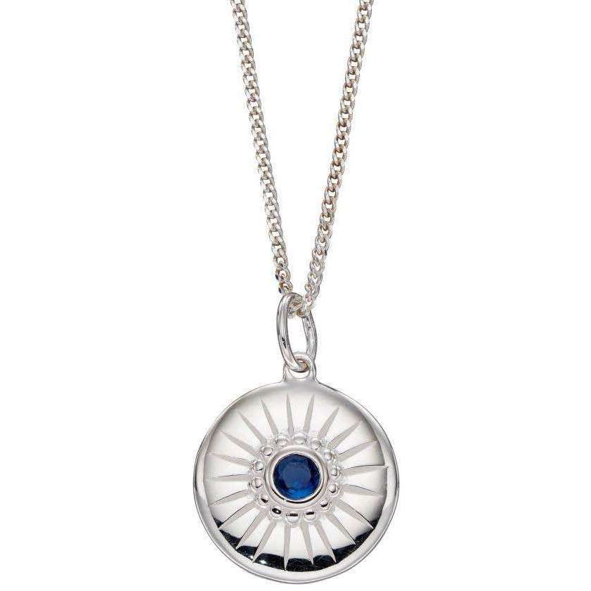 Beginnings Diamond Cut Disc Pendant - Silver/Blue