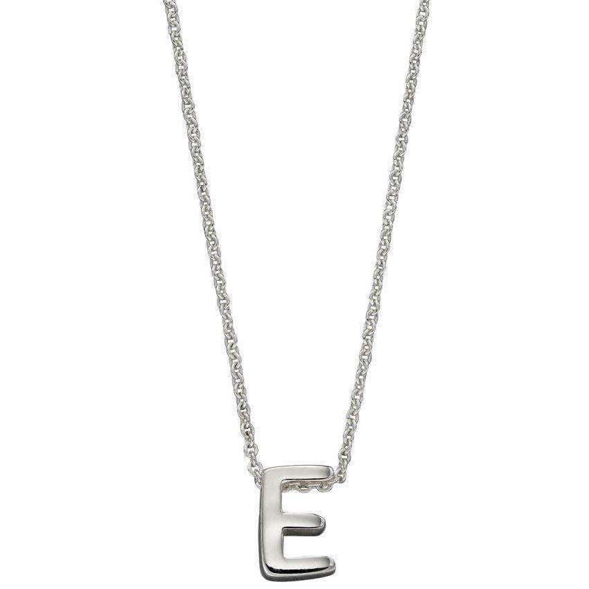 Beginnings E Initial Plain Necklace - Silver