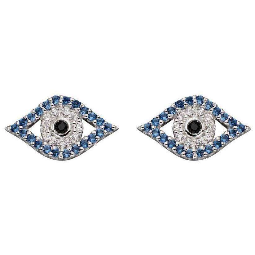 Beginnings Evil Eye Cubic Zirconia Earrings - Silver/Blue