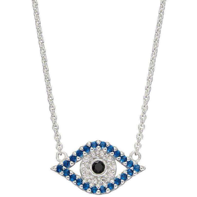 Beginnings Evil Eye Cubic Zirconia Necklace - Silver/Blue