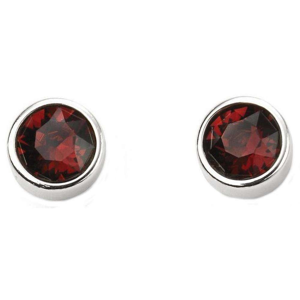 Beginnings January Swarovski Birthstone Earrings - Silver/Burgundy