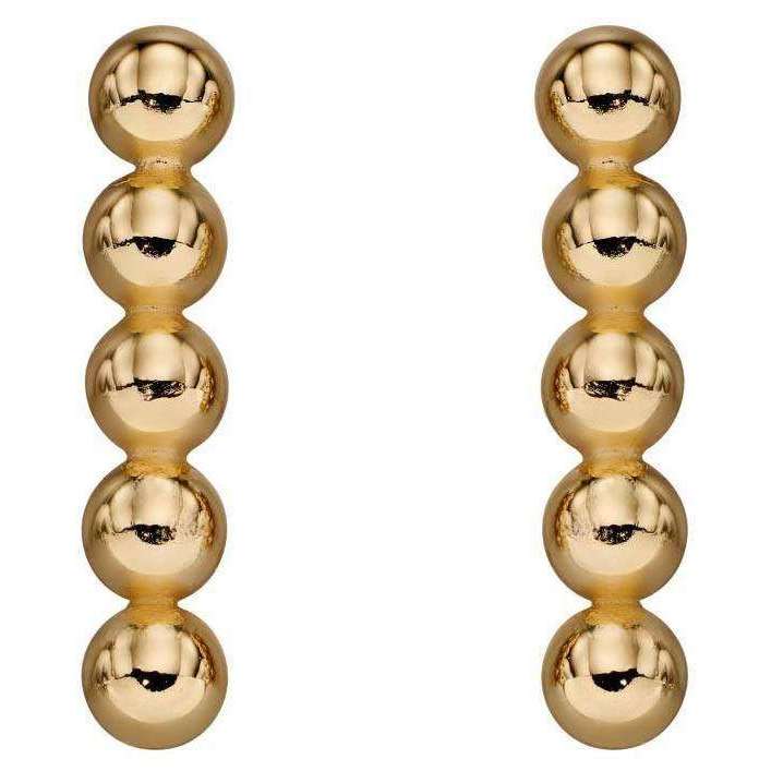 Beginnings Long Bead Stud Earrings - Yellow Gold