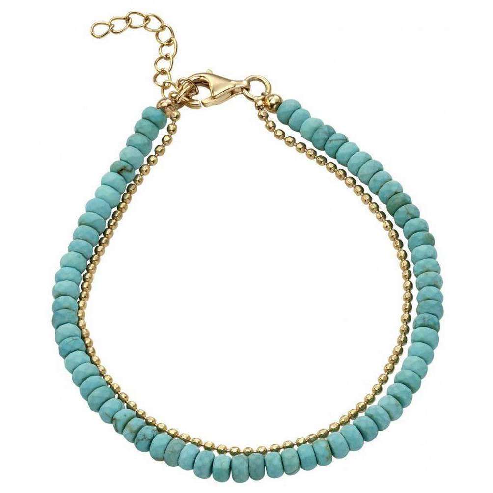 beginnings magnesite bead bracelet - gold/blue