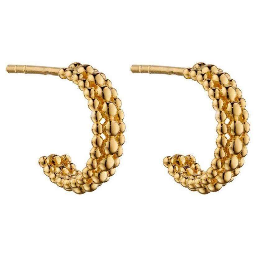 Beginnings Multi Bead Small Hoop Earrings - Yellow Gold