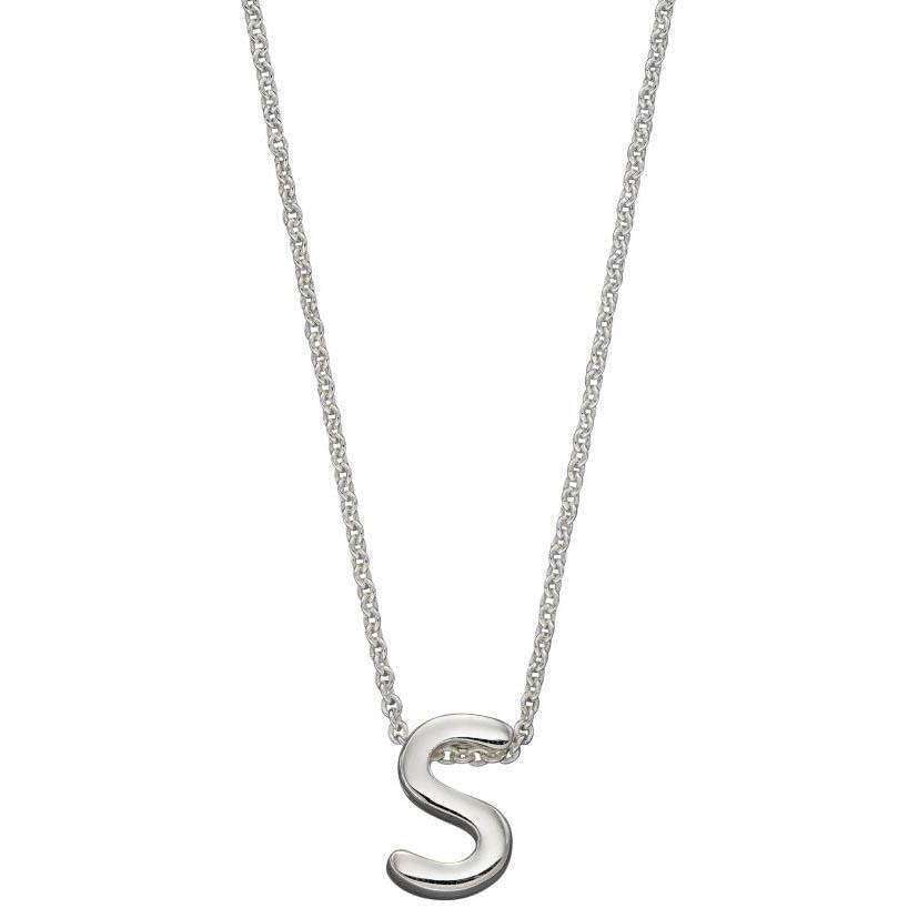 Beginnings S Initial Plain Necklace - Silver