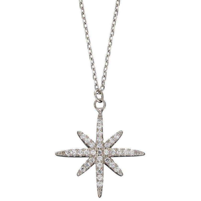 Beginnings Starburst Cubic Zirconia Necklace - Silver