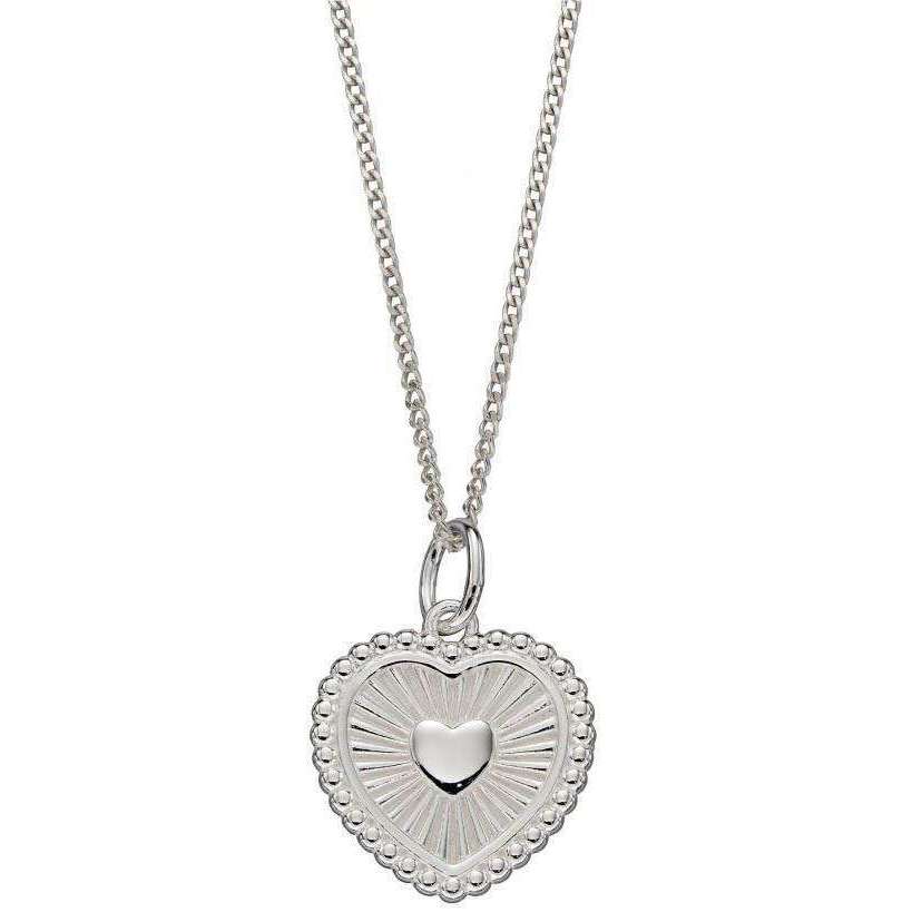 Beginnings Sunray Textured Heart Pendant - Silver