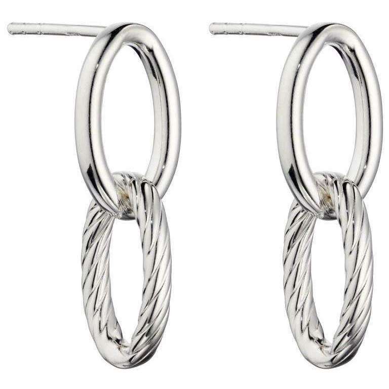 Beginnings Textured Double Link Chain Earrings - Silver
