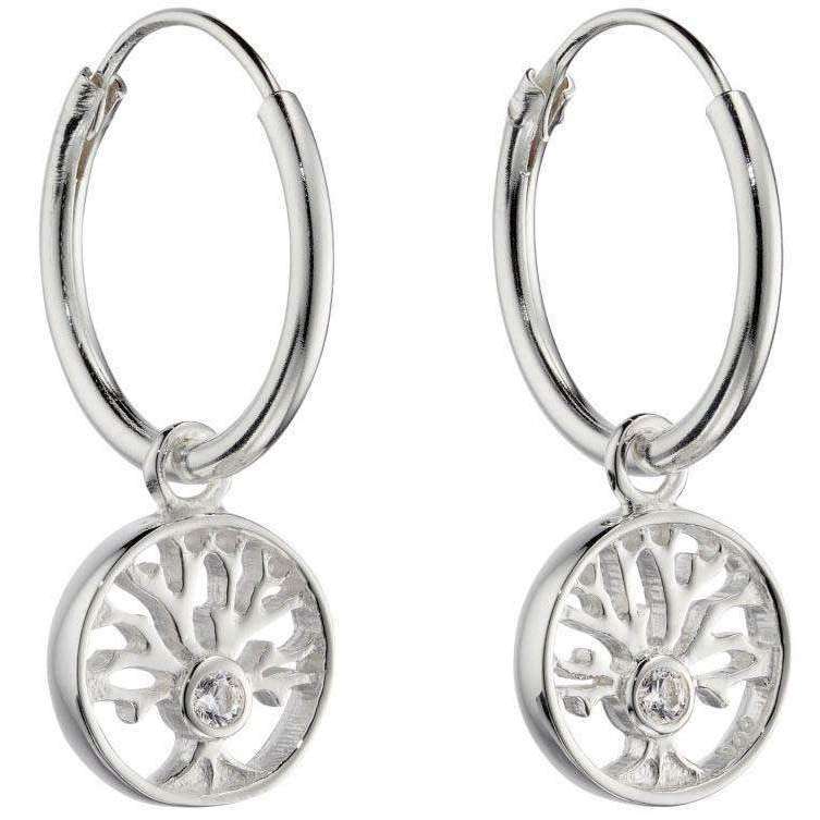 Beginnings Tree of Life Assembled Hoop Earrings - Silver