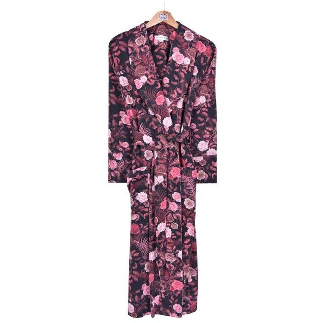 Bown of London Lightweight Dressing Gown - Bengal Rose Black - Medium - 12-14 UK | 8-10 US | 98-105cm | 38"- 42"