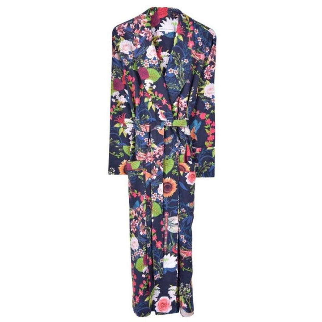 Bown of London Lightweight Dressing Gown - Garden Treasure Navy - Small - 8-10 UK | 4-6 US | 90-97cm | 36"- 38"