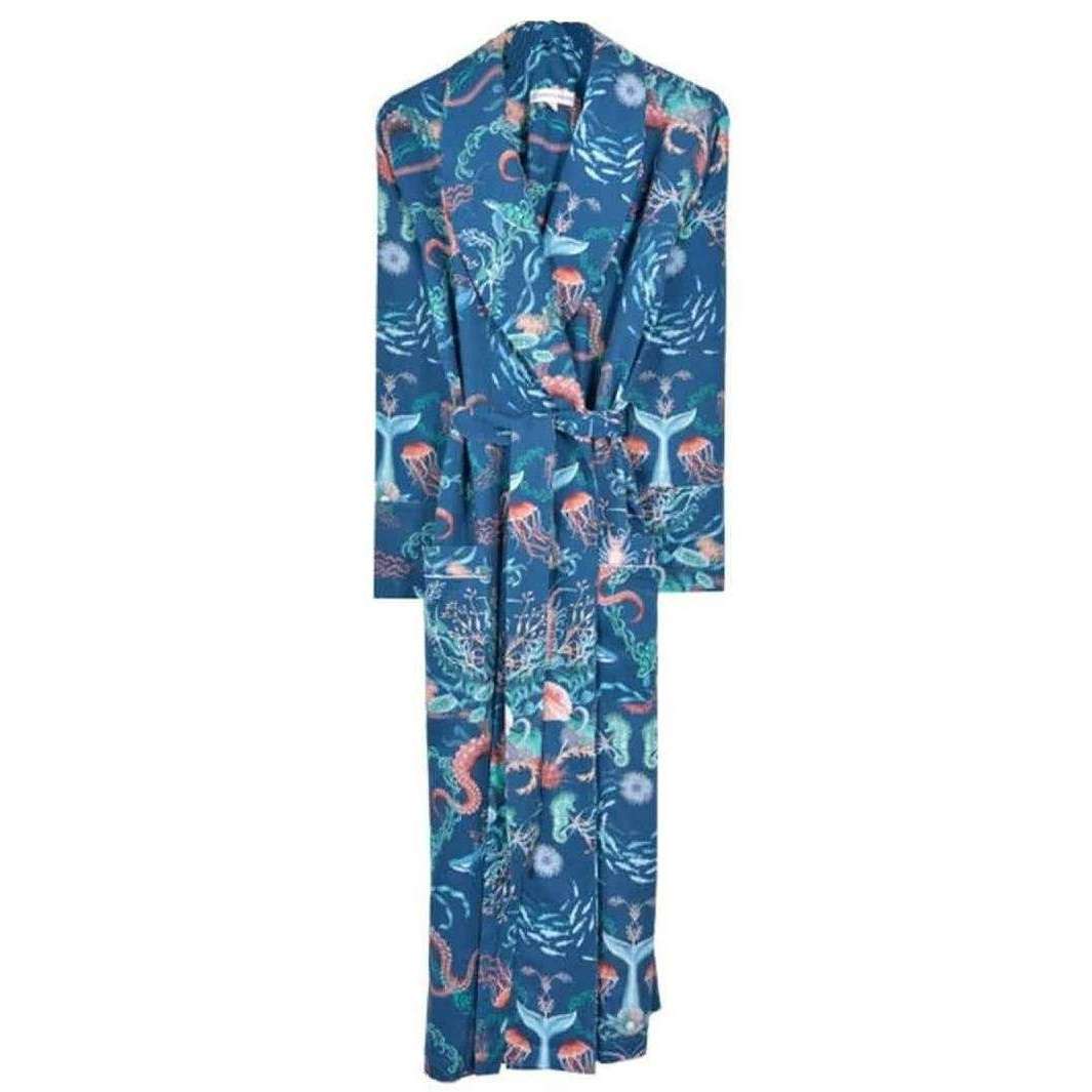 Bown of London Lightweight Dressing Gown - Ocean Treasure Blue - Small - 8-10 UK | 4-6 US | 90-97cm | 36"- 38"