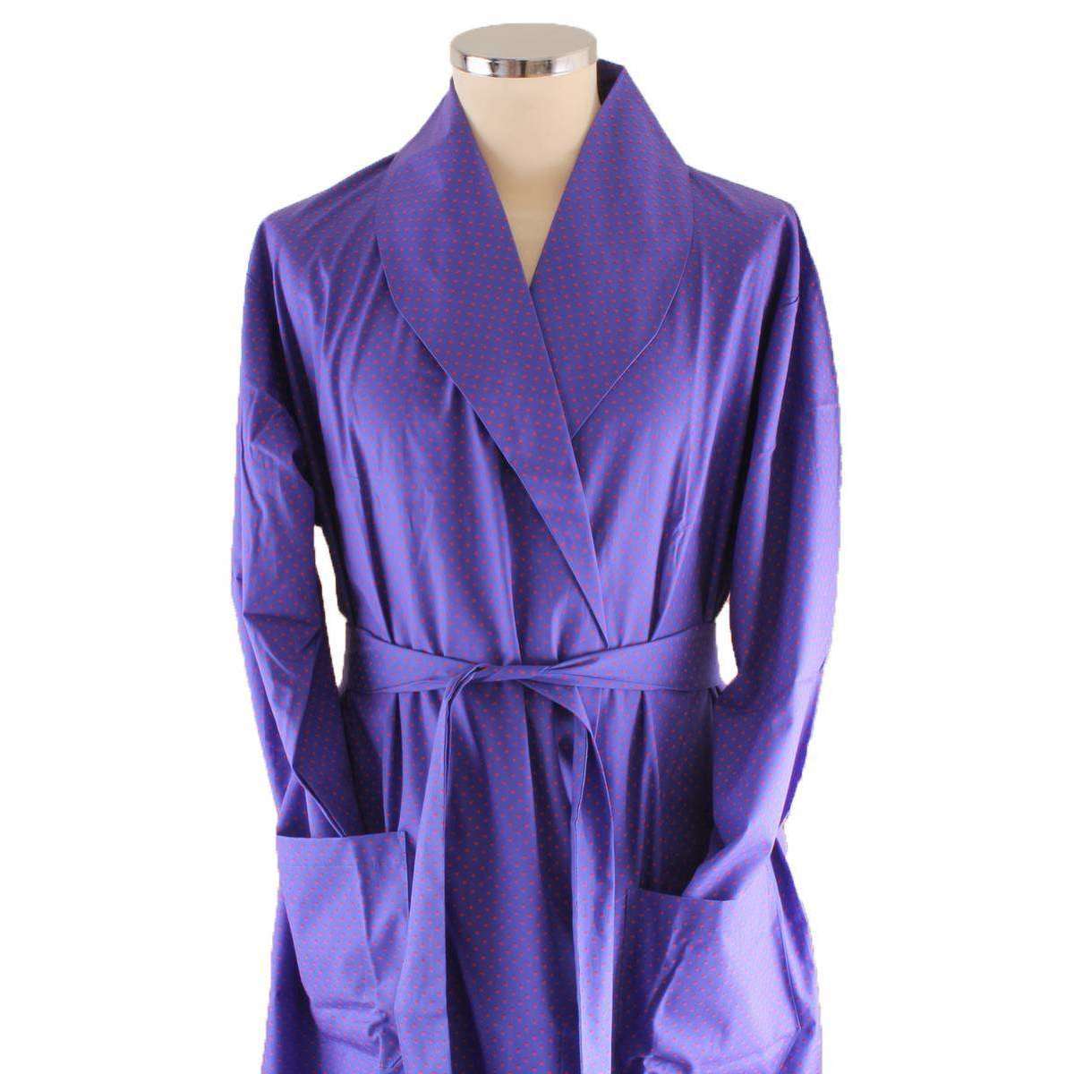 Bown of London Queensgate Spot Dressing Gown - Blue/Red