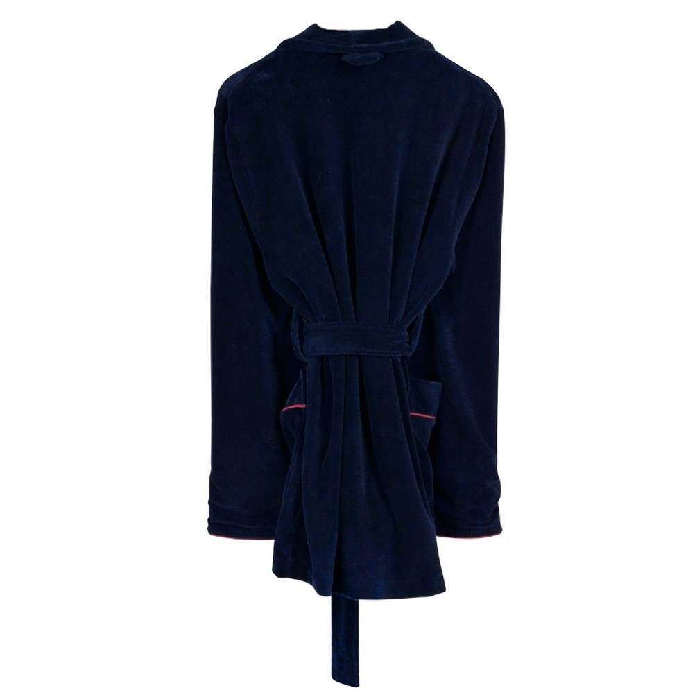 Bown of London Rockefeller Short Velvet Smoking Jacket - Navy/Burgundy - Medium/Large - 105cm | 42"