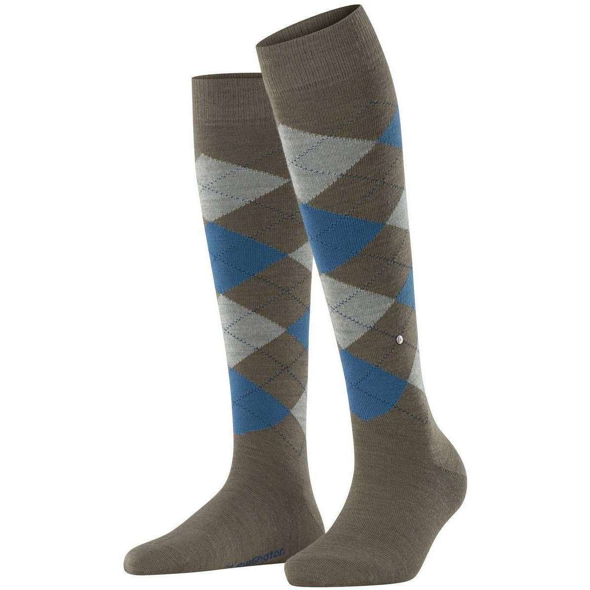 Burlington Marylebone Knee-High Socks - Umber Brown/Blue