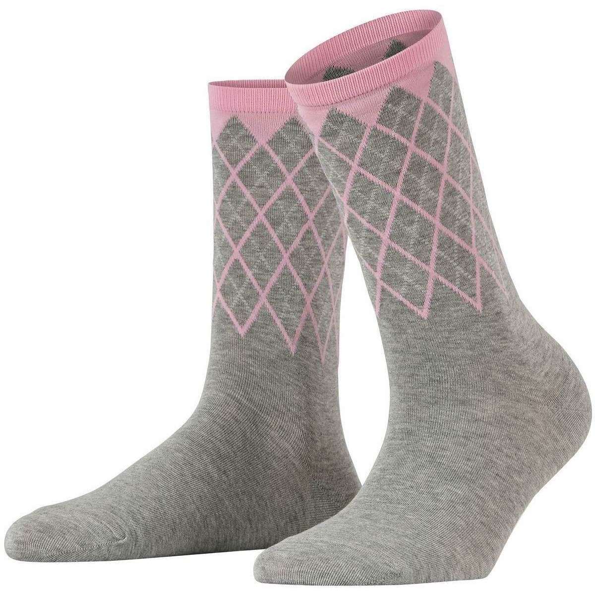 Burlington Mayfair Socks - Light Grey/Pink