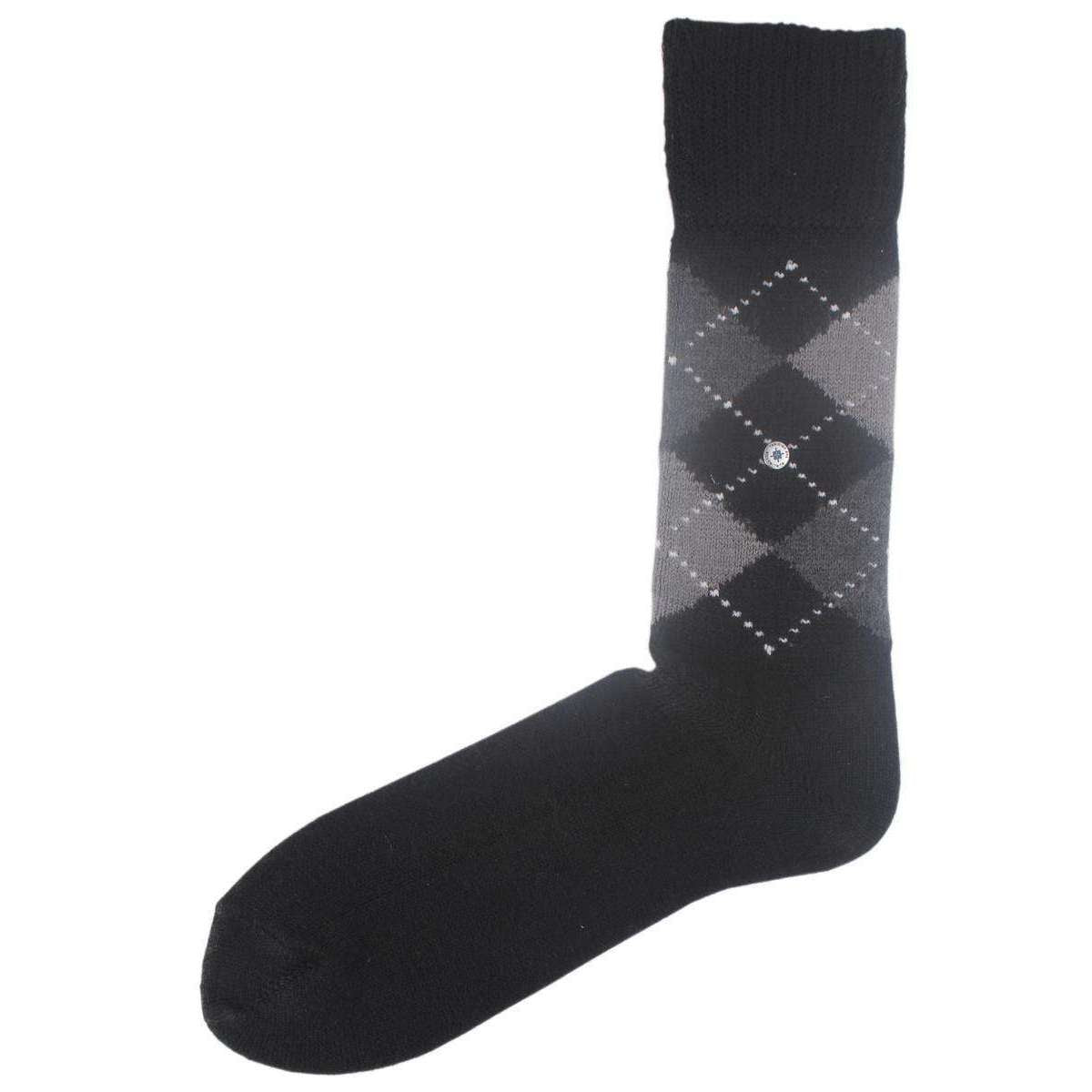 Burlington Preston Argyle Socks - Black/Grey/Dark Grey