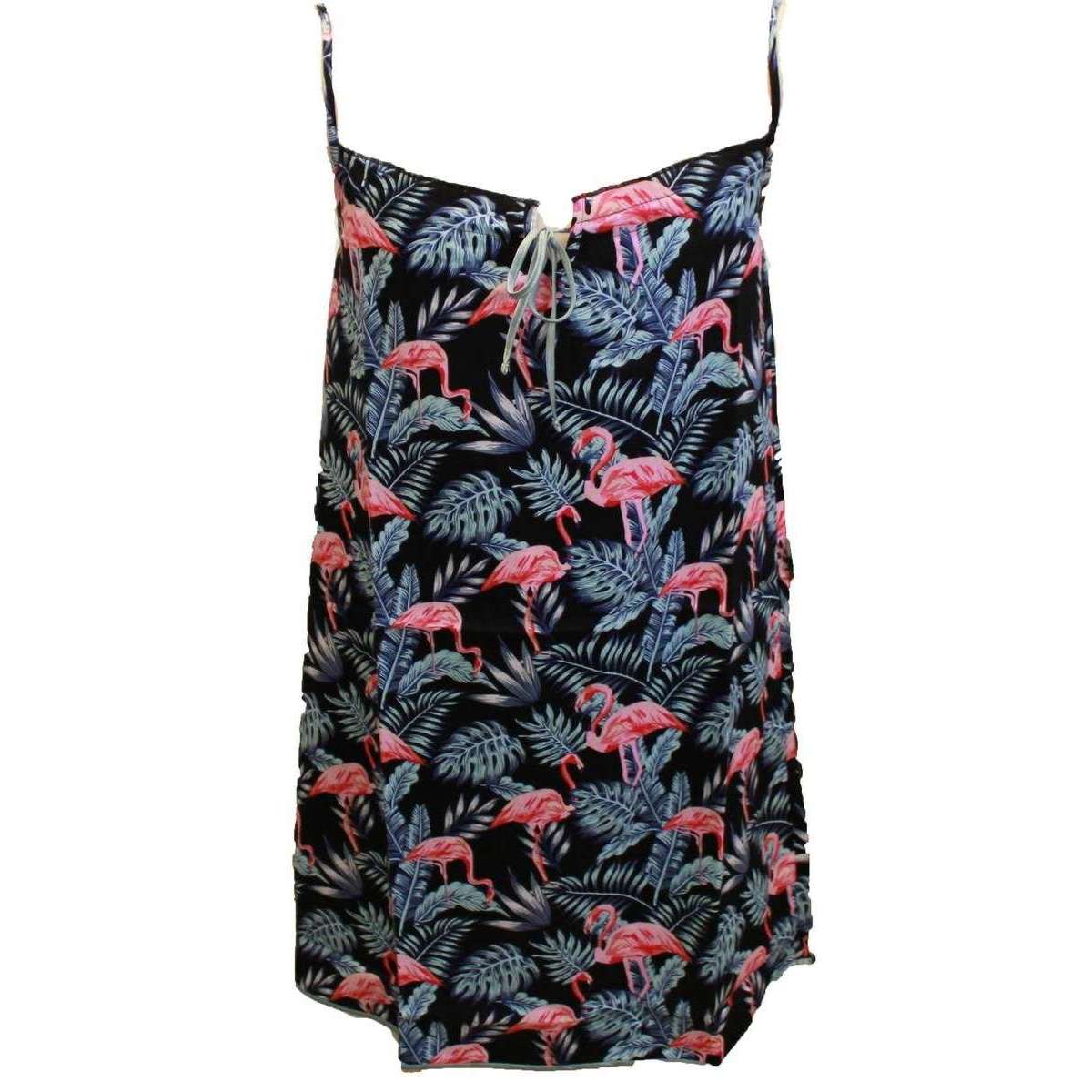 Cottonreal Santiago Cotton Sateen Flamingo Chemise - Black/Pink/Blue