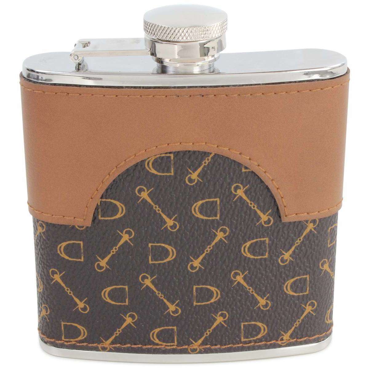 David Van Hagen 5oz Horse Design Stainless Steel Hip Flask - Brown/Silver