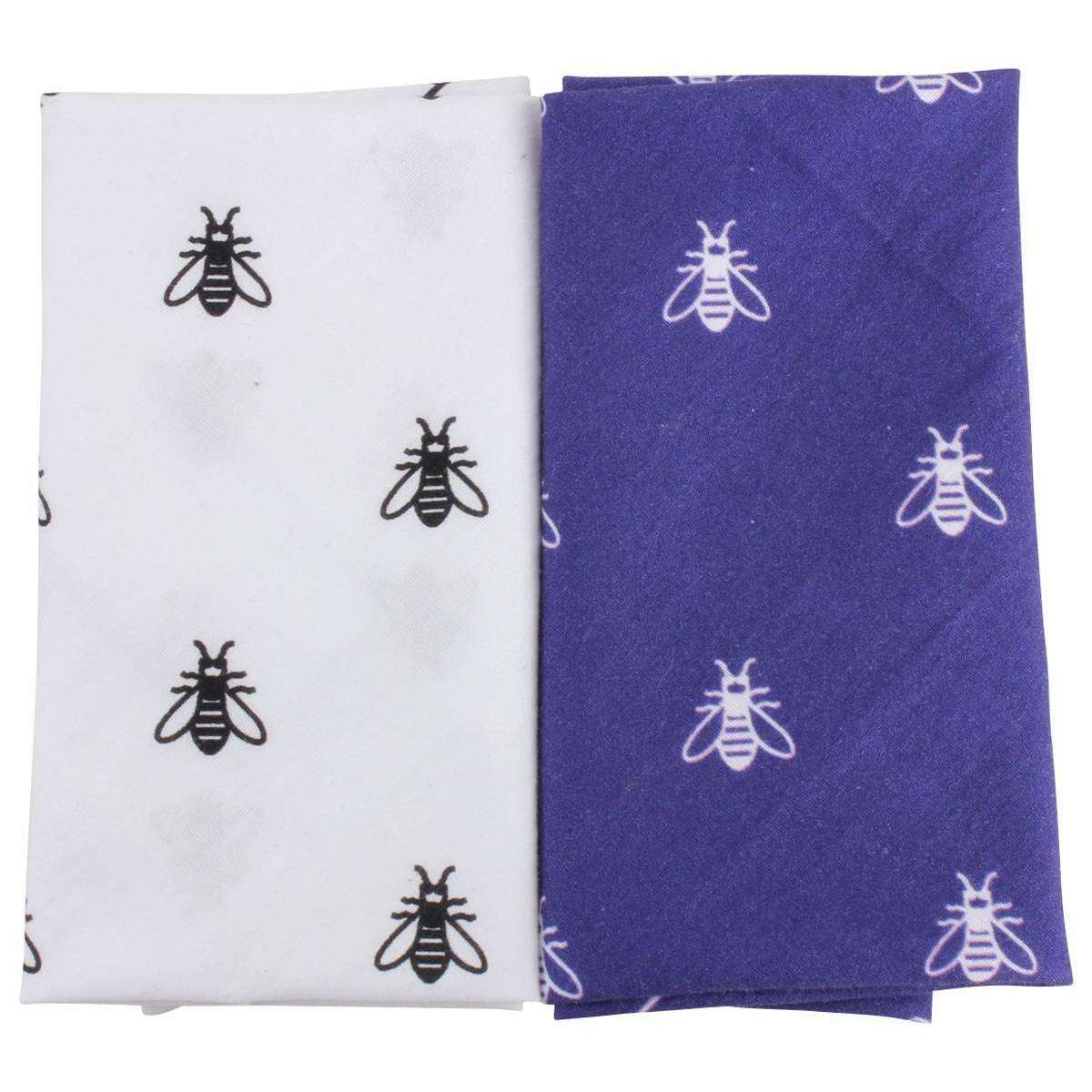 David Van Hagen Bee Handkerchief Set - Blue/White