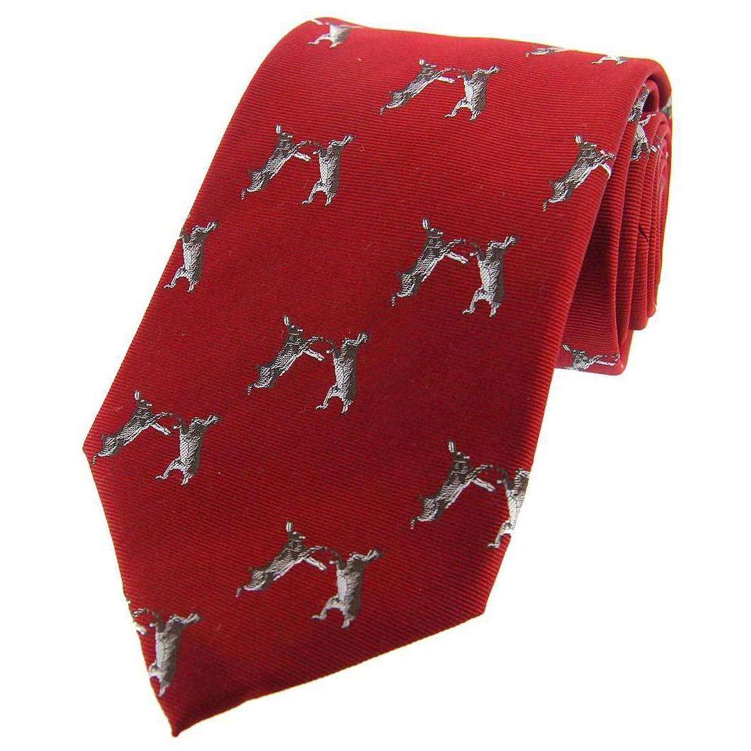 David Van Hagen Boxing Hares Woven Country Silk Tie - Red