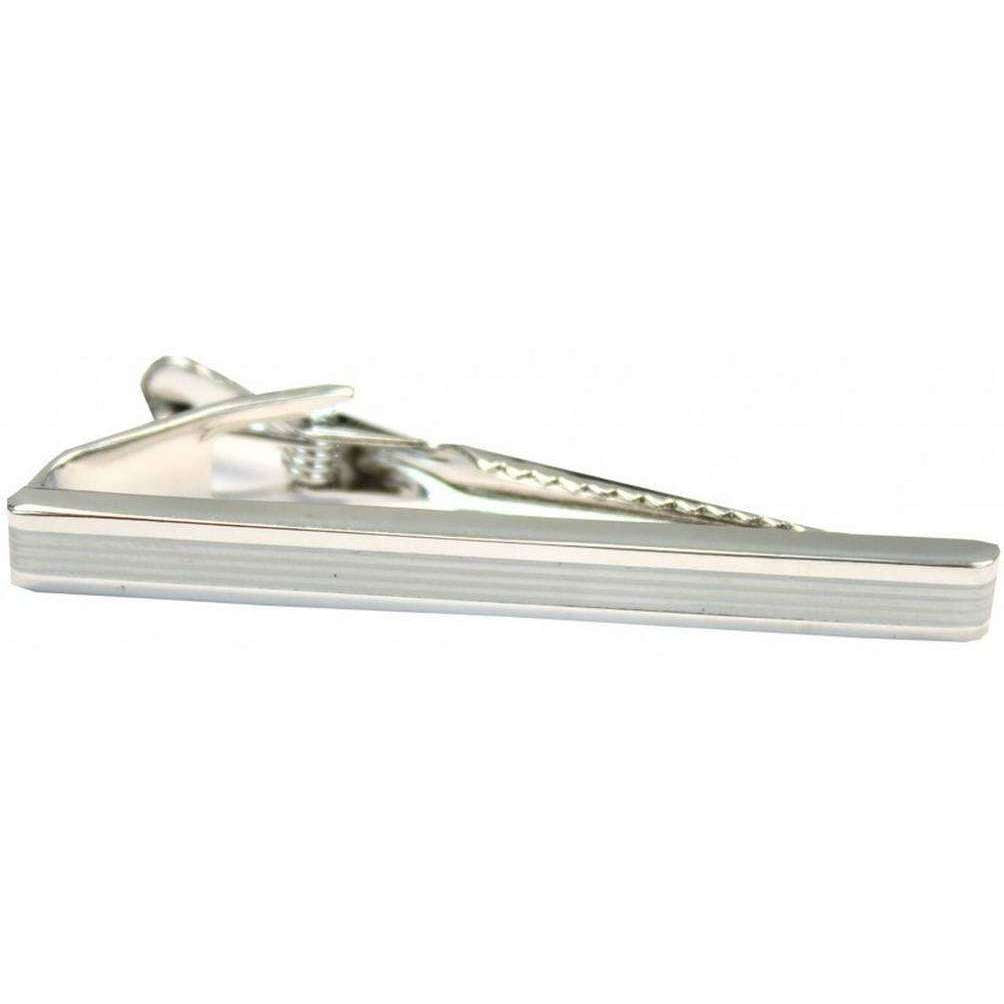 David Van Hagen Brushed Grill Tie Bar - Silver