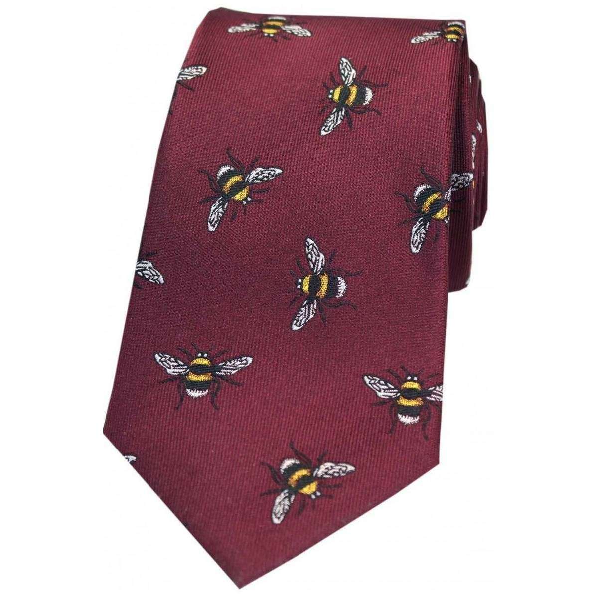 David Van Hagen Bumble Bee Luxury Silk Tie - Wine Red