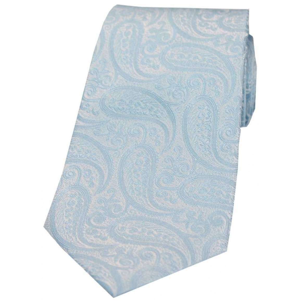 David Van Hagen Classic Paisley Silk Tie - Sky Blue