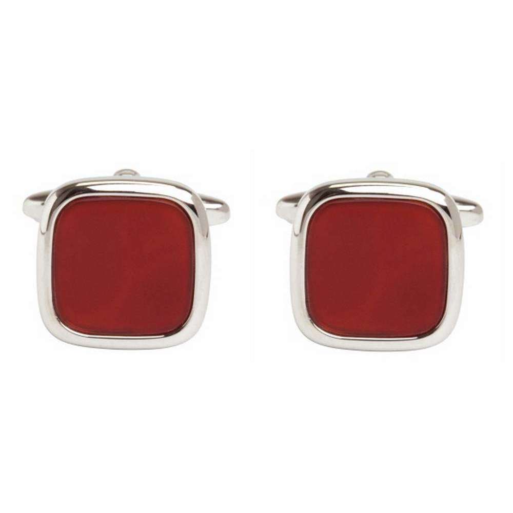 David Van Hagen Cornelian Square Cufflinks - Silver