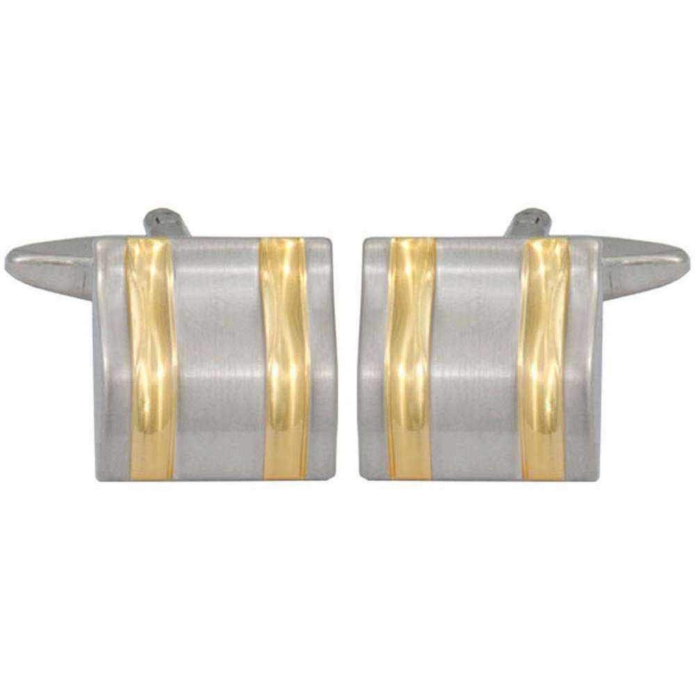 David Van Hagen Curved Lines Cufflinks - Gold/Silver