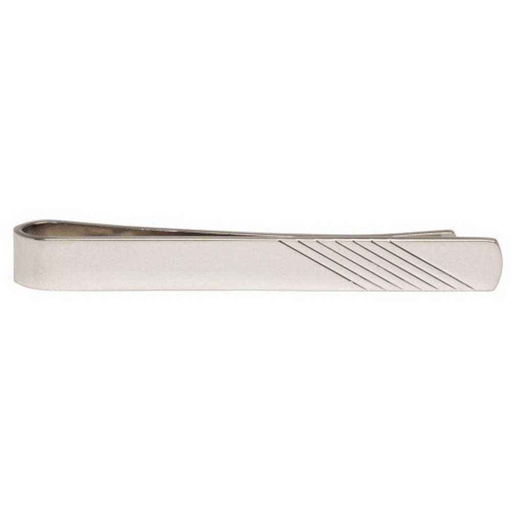 David Van Hagen Diagonal Lines Tie Slide - Silver