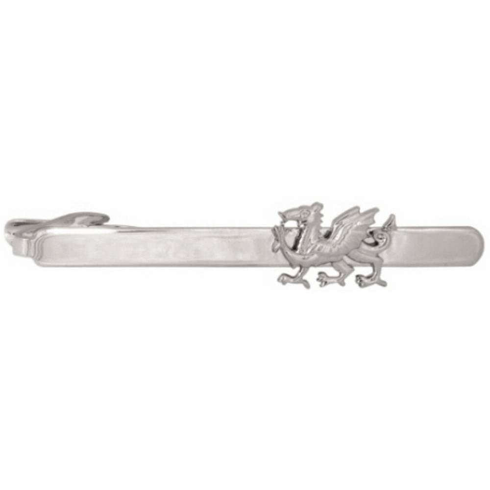 David Van Hagen Dragon Cut Rhodium Tie Slide - Silver