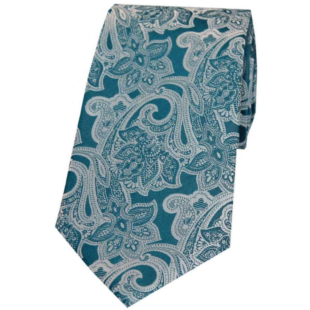 David Van Hagen Edwardian Floral Patterned Silk Tie - Green