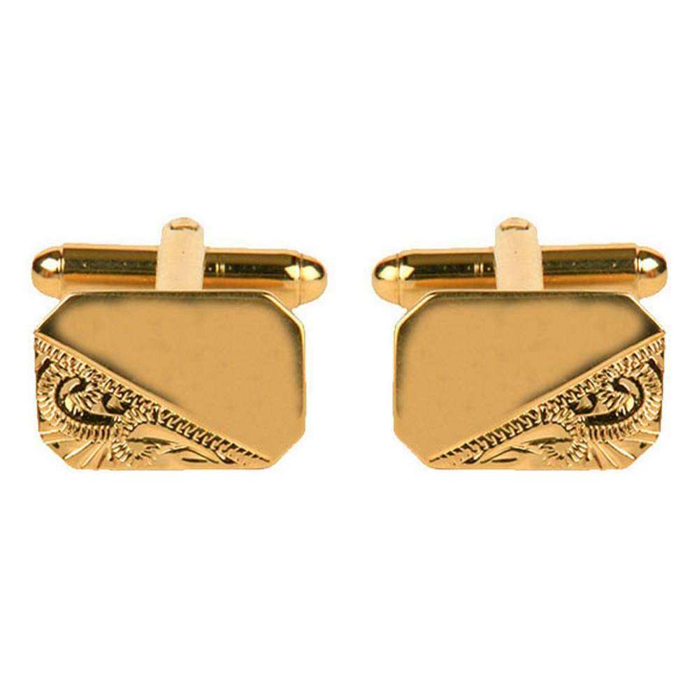 David Van Hagen Engraved Cufflinks - Gold