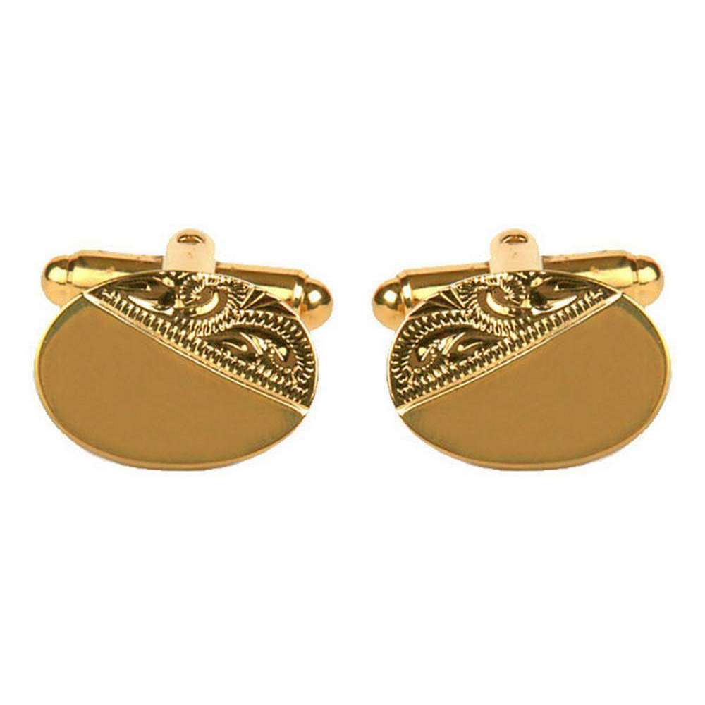 David Van Hagen Engraved Cufflinks - Gold