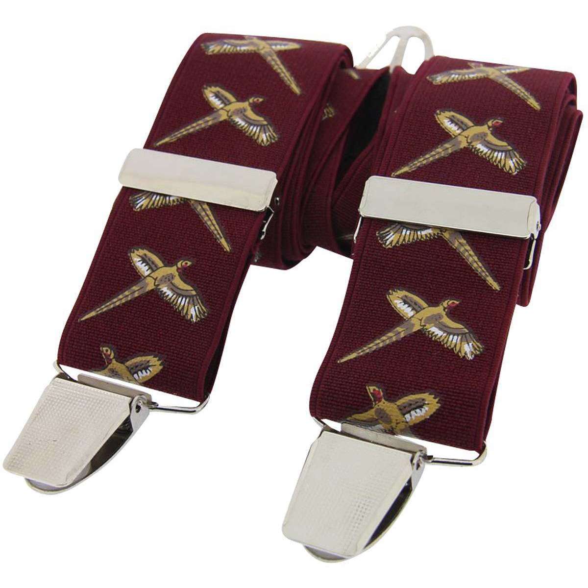 David Van Hagen Flying Pheasant Classic Country Braces - Burgundy